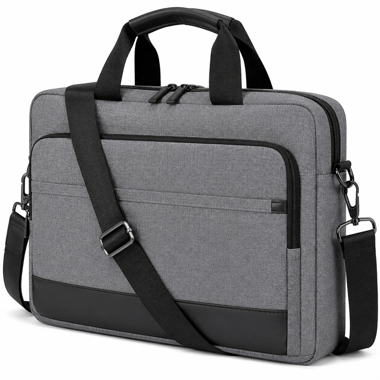 Laptoptasche 40 x 30 x 8 cm aus Polyester Grau Schwarz mit Schultergurt