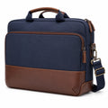 Laptoptasche 15.6 Zoll aus Textil und Kunstleder in Dunkelblau Braun mit Schultergurt