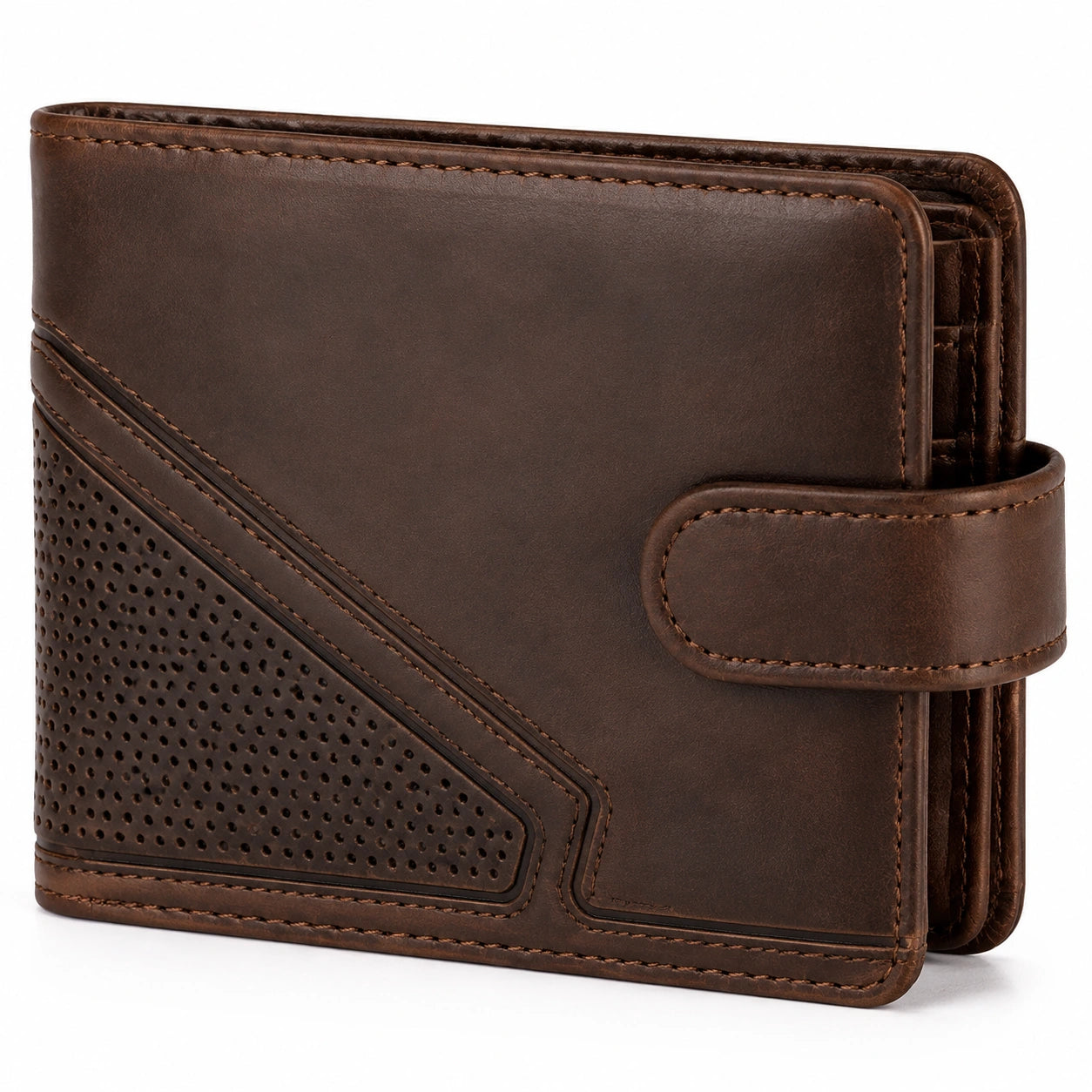 Herren Geldbörse 12 x 10 x 3 cm aus braunem Leder kompakt mit Kartenfächern