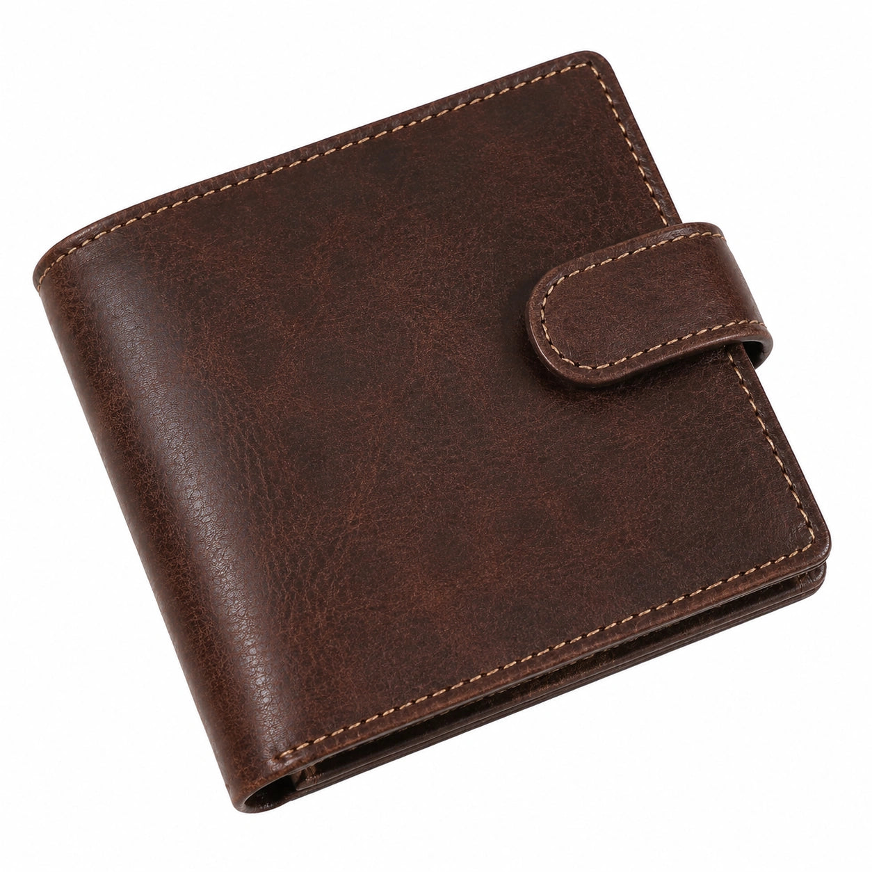 Geldbörse 12 x 10 x 2 cm in Braun Lederoptik mit Laschenverschluss