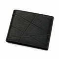 Geldbörse 12 x 9.5 cm Kunstleder Schwarz mit geometrischem Linienmuster faltbar