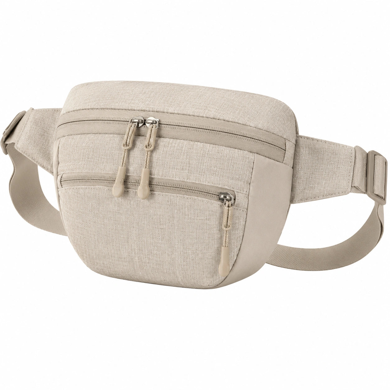 Bauchtasche 32 x 8 x 17 cm Textil Beige mit verstellbarem Gurt und Reißverschlussfächern