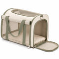 Haustier-Transporttasche 45 x 28 x 28 cm aus Textil in Beige/Grün mit Netzfenstern
