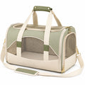 Haustier-Transporttasche 45 x 30 x 30 cm aus Textil in Grün Beige mit Meshfenstern