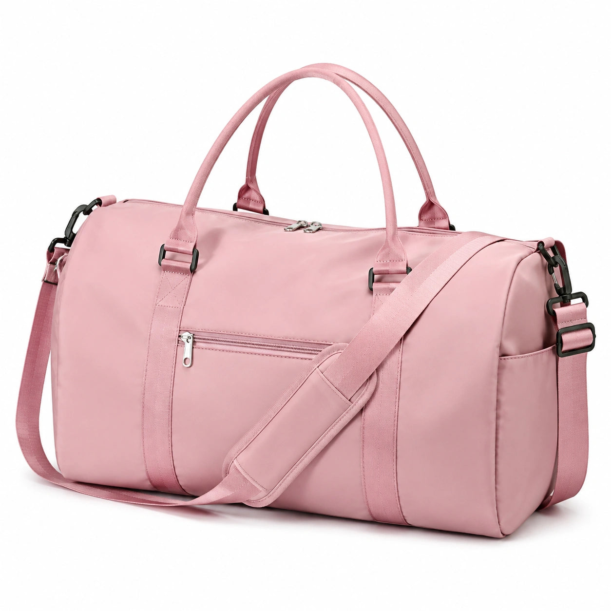 Reisetasche 50 x 25 x 30 cm aus rosa Polyester mit Schultergurt für Sport und Reisen