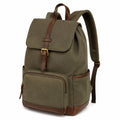 Rucksack 30 x 15 x 40 cm aus Canvas olivbraun mit Kunstlederbesatz für Alltag und Reisen