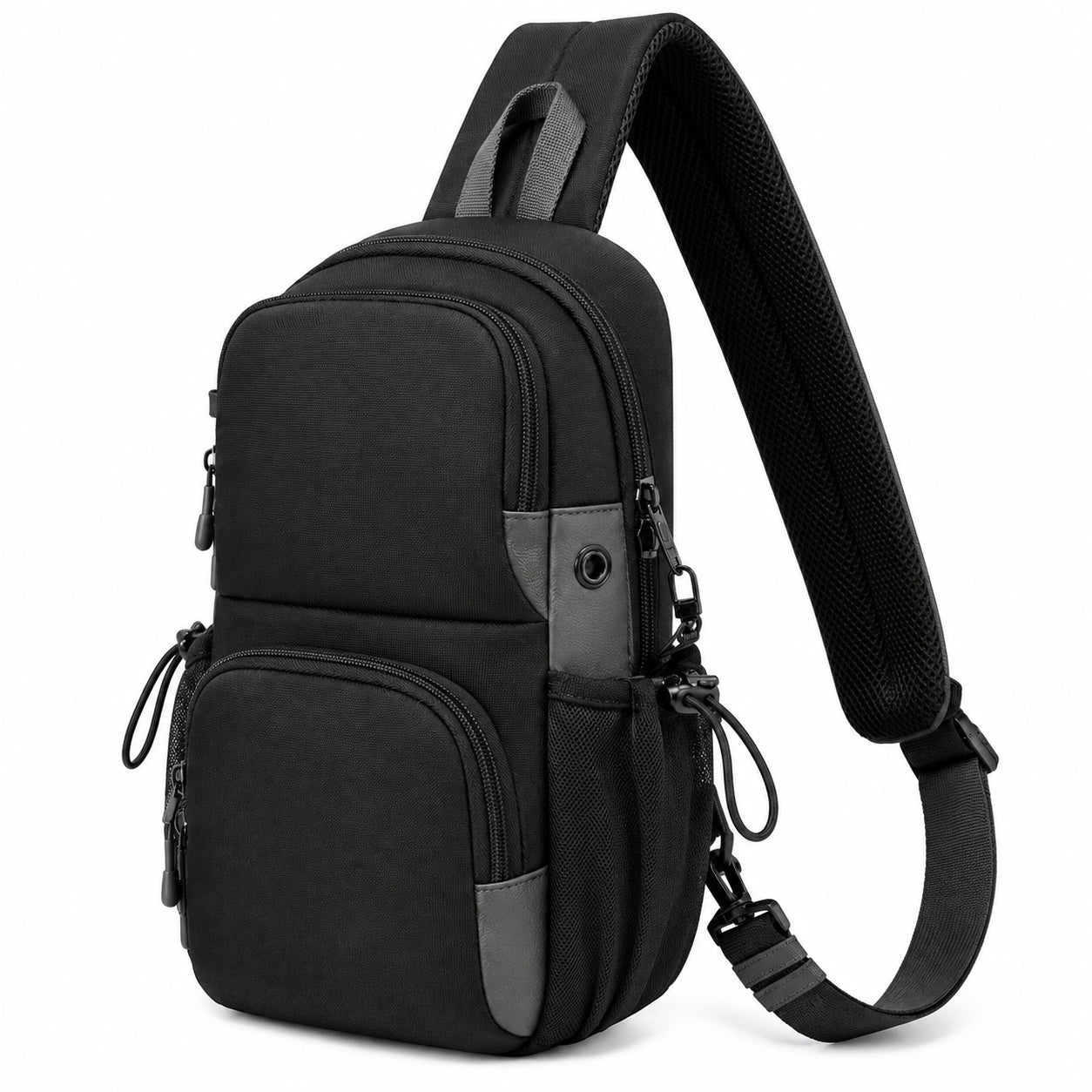 Umhängetasche 18 x 9 x 30 cm aus Polyester Schwarz mit mehreren Fächern